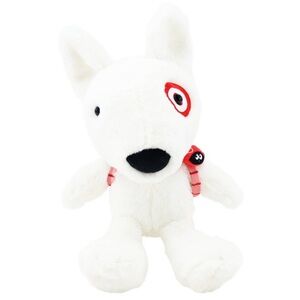 Target 10” White Plush Dog Toy with Red and Black Details